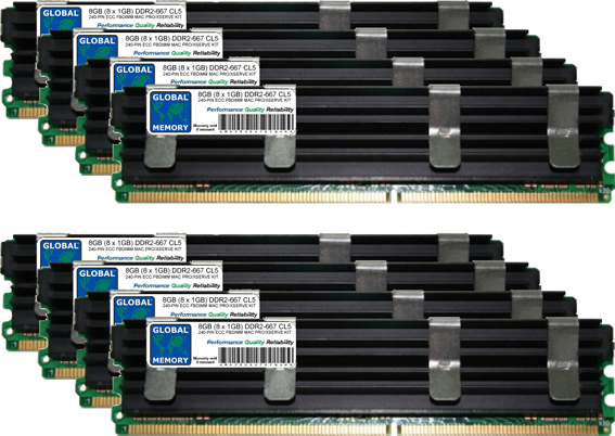 8GB (8 x 1GB) DDR2 667MHz PC2-5300 240-PIN ECC FULLY BUFFERED DIMM (FBDIMM) MEMORY RAM KIT FOR MAC PRO (ORIGINAL/ MID 2006)